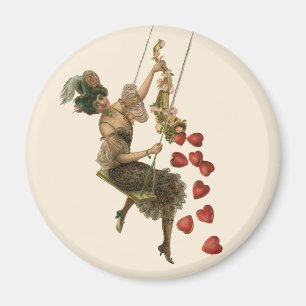 Aimant Saint-Valentin vintage, dame victorienne sur une b