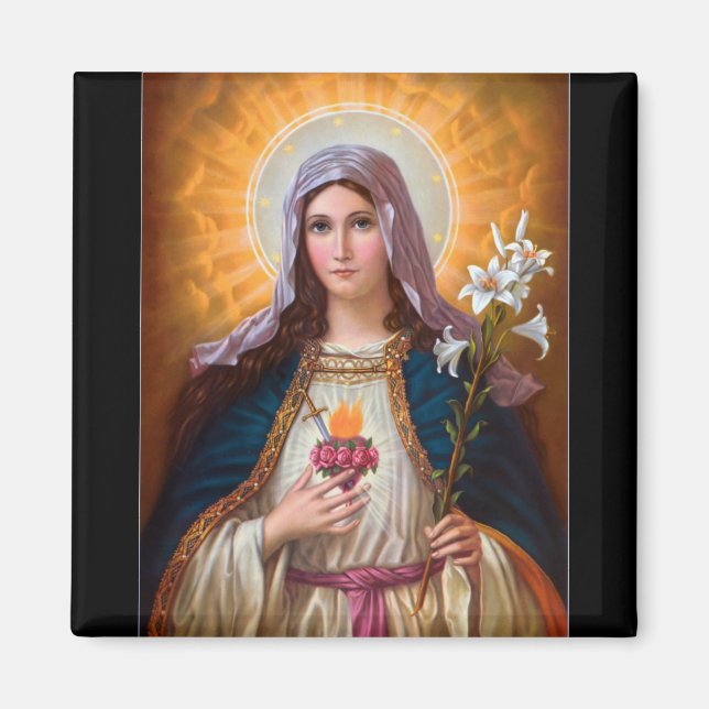 Aimant Sainte-mère Marie Coeur immaculé, Religion catholi (Devant)