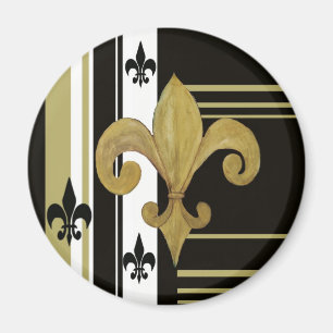 Aimant Saints Noir et Or Fleur de lis