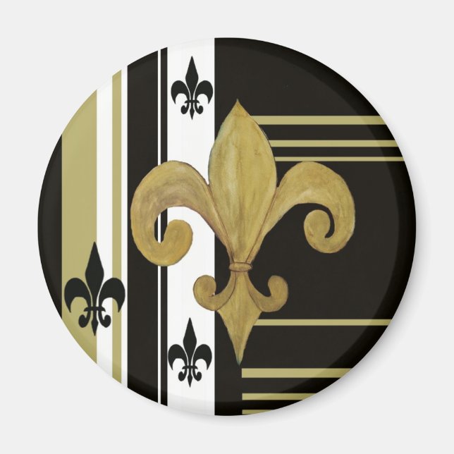 Aimant Saints Noir et Or Fleur de lis (Devant)