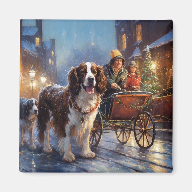 Aimant Saison de Noël de l'espagnol Springer anglais (Devant)