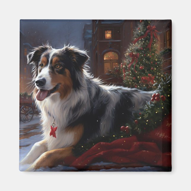Aimant Saison de Noël du berger australien (Devant)