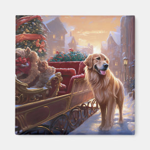 Aimant Saison de Noël Golden Retriever