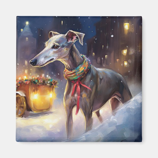 Aimant Saison de Noël Greyhound (Devant)