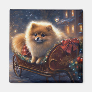 Aimant Saison de Noël Poméranienne brossé