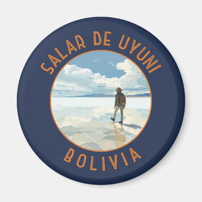 Aimant Salar de Uyuni Bolivie Cercle retro en détresse (Devant)