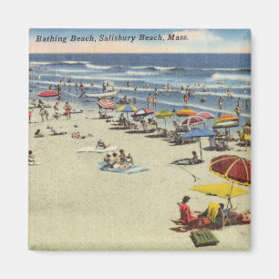 Aimant Salisbury Beach, Mass - Vintage Beach Scene