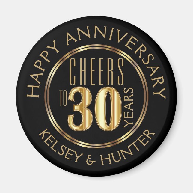 Aimant Salutations à 30 ans - Anniversaire (Devant)