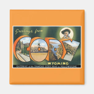 Aimant Salutations de Cody, Wyoming ! Carte postale vinta