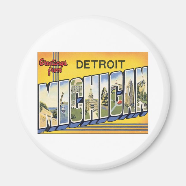 Aimant Salutations De Detroit Michigan (Devant)