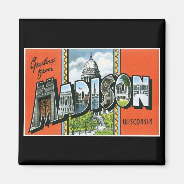 Aimant Salutations de Madison, Wisconsin ! (Devant)