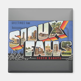Aimant Salutations De Sioux Falls South Dakota, Vintage