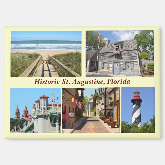 Aimant Salutations de St Augustine, Floride (Recto)