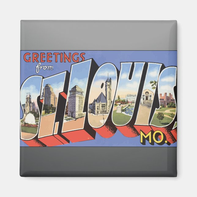 Aimant Salutations De St. Louis, Mo, Vintage (Devant)