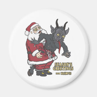 Aimant Salutations de vacances de Krampus (et Père Noël)
