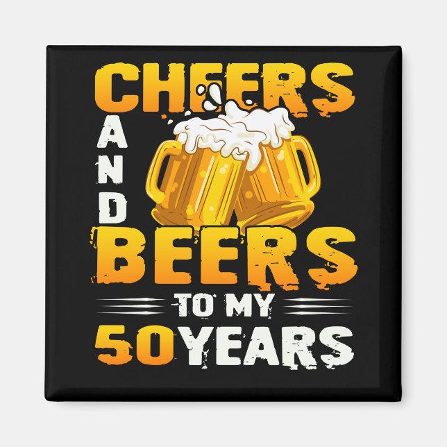 Aimant Salutations Et Bières À Mes 50 Ans 50e Anniversair (Devant)