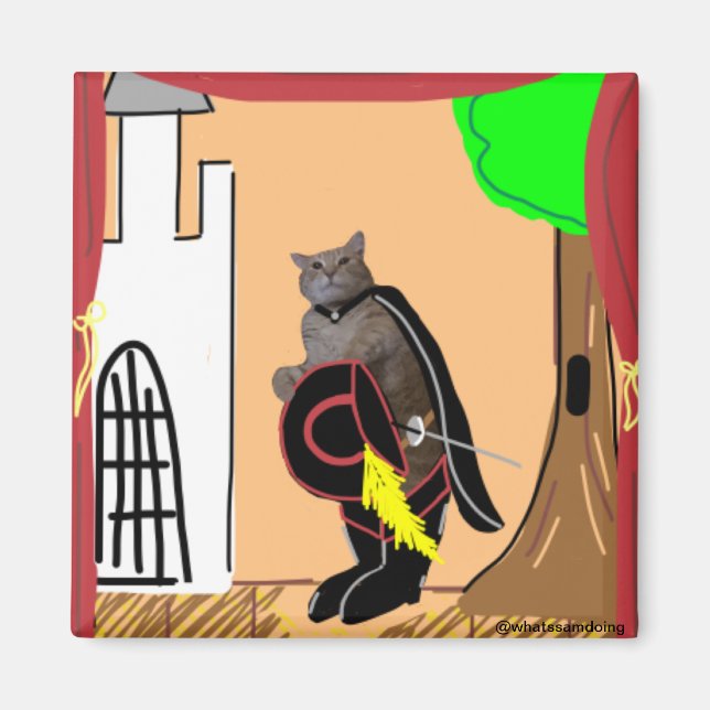 Aimant Sam Le Cat Oubliant Son Amante De Lignes (Devant)