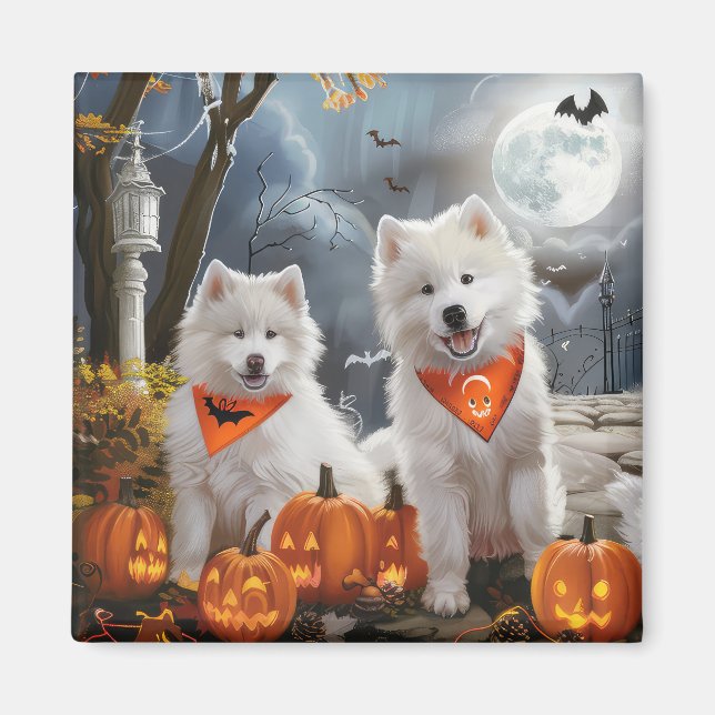Aimant Samoyed Halloween Épouvantable (Devant)