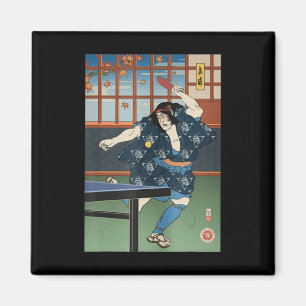 Aimant Samurai Jouer Table Tennis Ping Pong Ukiyoe