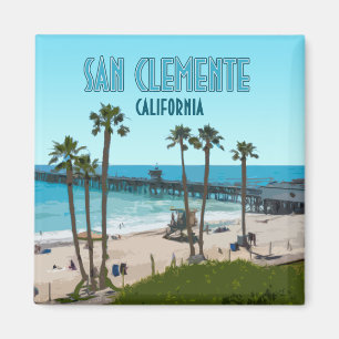 Aimant San Clemente Pier Beach Californie Vintage