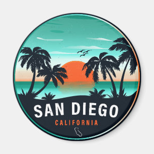 Aimant San Diego California Retro Sunset Souvenirs 80s