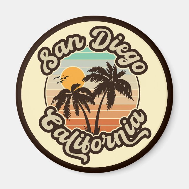 Aimant San Diego California Sunset Palm Trees Souvenirs (Devant)