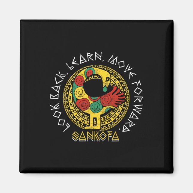 Aimant Sankofa Mois de l'histoire des Noirs Adinkra Ghana (Devant)