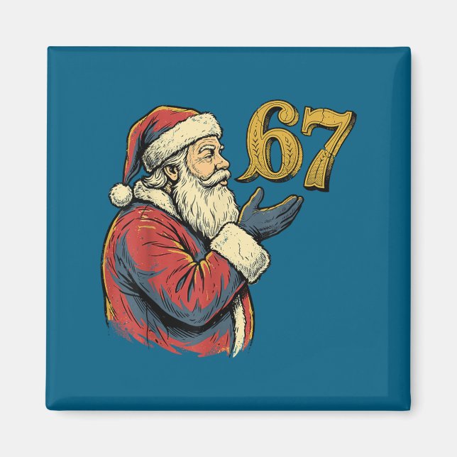 Aimant Santa 67 Number Funny Christmas Meme Se  (Devant)