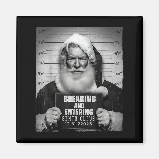 Aimant Santa Breaking Entering Mugshot Funny Christmas Ho (Devant)