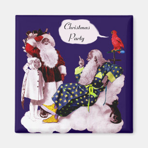 Aimant SANTA CLAUS, PETITE ANGEL & MERLIN Noël Party