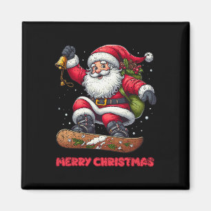 Aimant Santa Claus Snowboard Joyeux Noël Hiver Ho