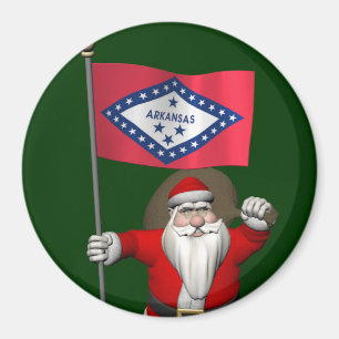 Aimant Santa Claus With Ensign Of Arkansas