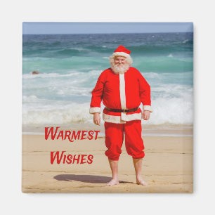 Aimant Santa Clause sur la plage les plus chauds souhaits