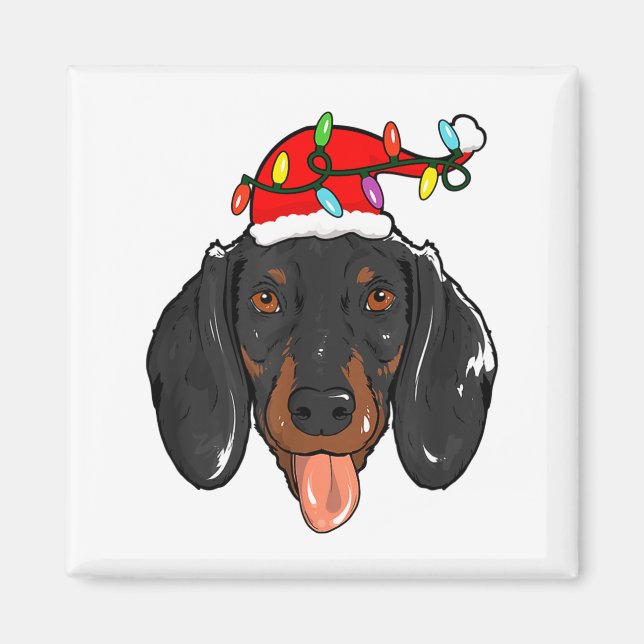 Aimant Santa Dachshund Light Christmas  (Devant)