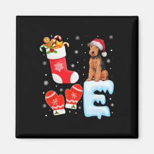 Aimant Santa Hat Xmas Stocking Holiday Airedale Terrier D