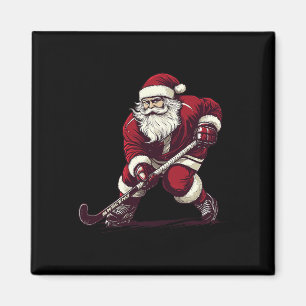 Aimant Santa jouant au hockey sur gazon Drôle de jeu de h