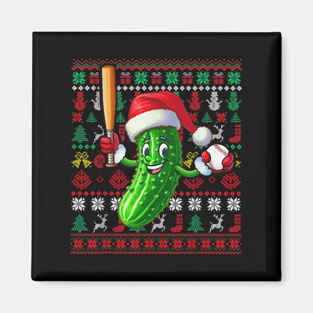 Aimant Santa Pickle Playing Baseball Xmas Player Vegan Sw (Devant)
