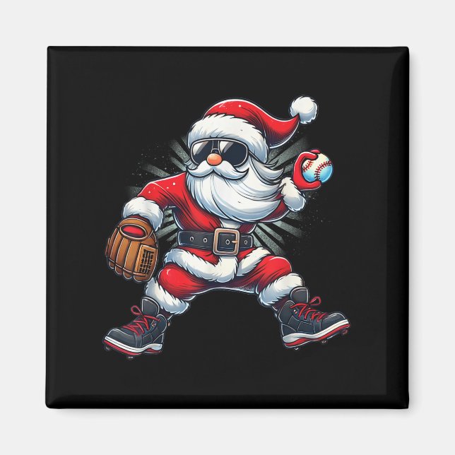Aimant Santa Playing Baseball As Tcher Boys Kids Teens Ch (Devant)