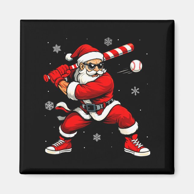 Aimant Santa Playing Baseball Xmas Funny Christmas Baseba (Devant)