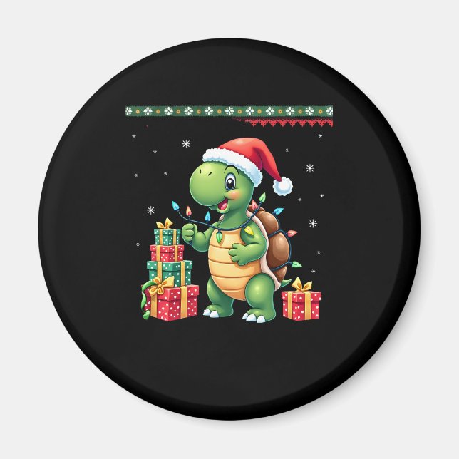 Aimant Santa Turtle Christmas Ugly Sweater Funny Holiday  (Devant)