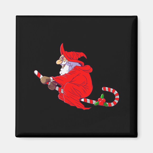 Aimant Santa Witch Candy Cane Christmas Santa Hat Funny C (Devant)