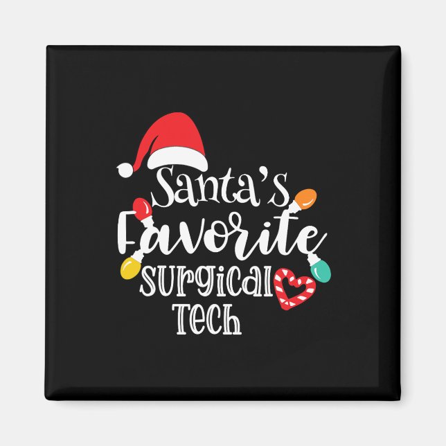 Aimant Santa's Favorite Surgical Tech Christmas Lights Sa (Devant)