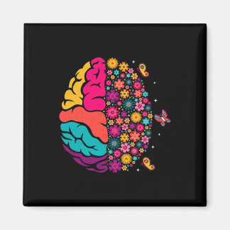 Aimant Santé mentale Floral Cerveau Conscience de la dépr