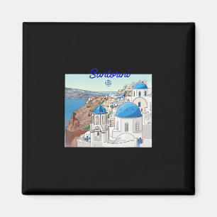 Aimant Santorin Grèce Drapeau Grec Vacances Art Dôme Bleu