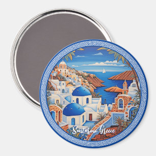 Aimant Santorin Grèce Island Peinture de la mer   Art du