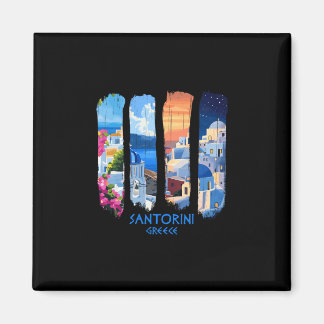 Aimant Santorini Greece Thira Brushstroke Travel Souvenir