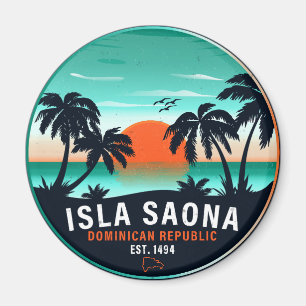 Aimant Saona Island République dominicaine Retro Sunset 6