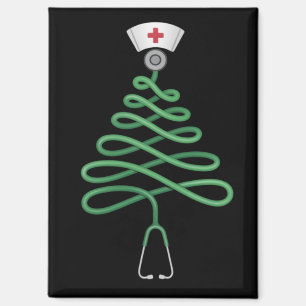 Aimant Sapin de Noël Stéthoscope Infirmière Tenue de bloc