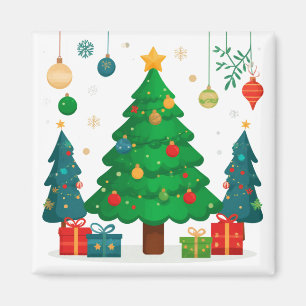 Aimant Sapin de Noël traditionnel avec ornements colorés