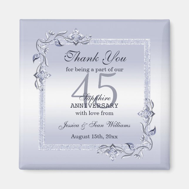 Aimant Sapphire Gem & Parties scintillant 45e anniversair (Devant)